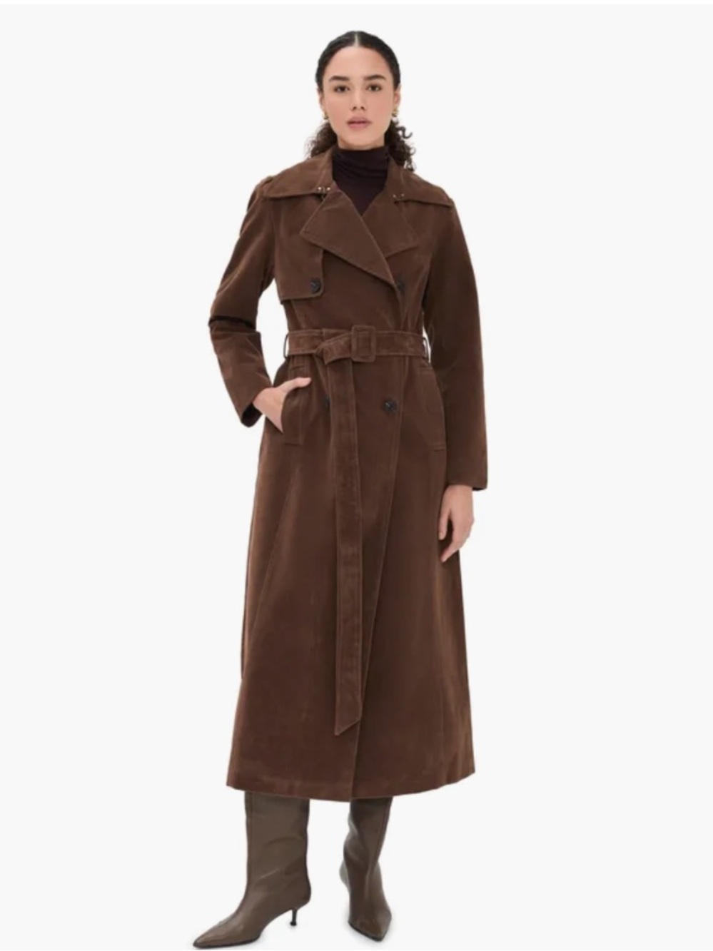 Avec Les Filles Faux
Suede Maxi Trench Coat
NWOT
COLOR- Brunette - Picture 4 of 7